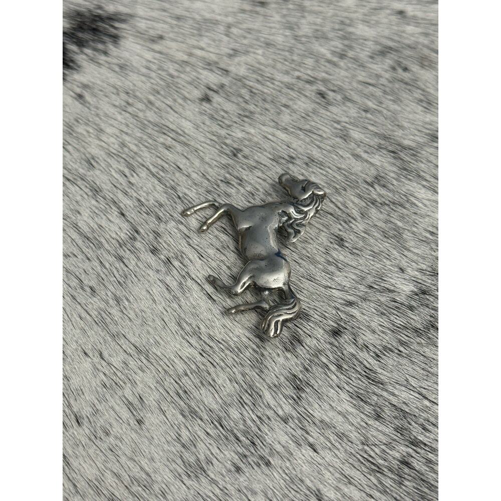 Vtg Native Sterling Silver Running Horse Mustang Unicorn Equestrian Pin Brooch - Picture 8 of 11